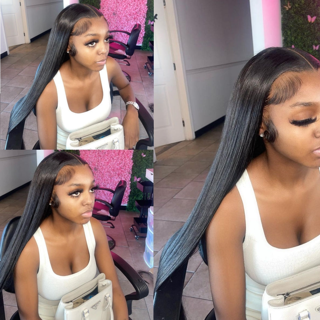 Fleeky Hair Straight 13x4 Lace Front Wig Transparent Lace Wig Long Hair wigs