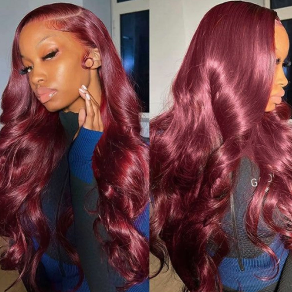 Red Color Wig Burgundy 99J Body Wave 13x4 Lace Front Wig 4x4 Lace Closure Wig