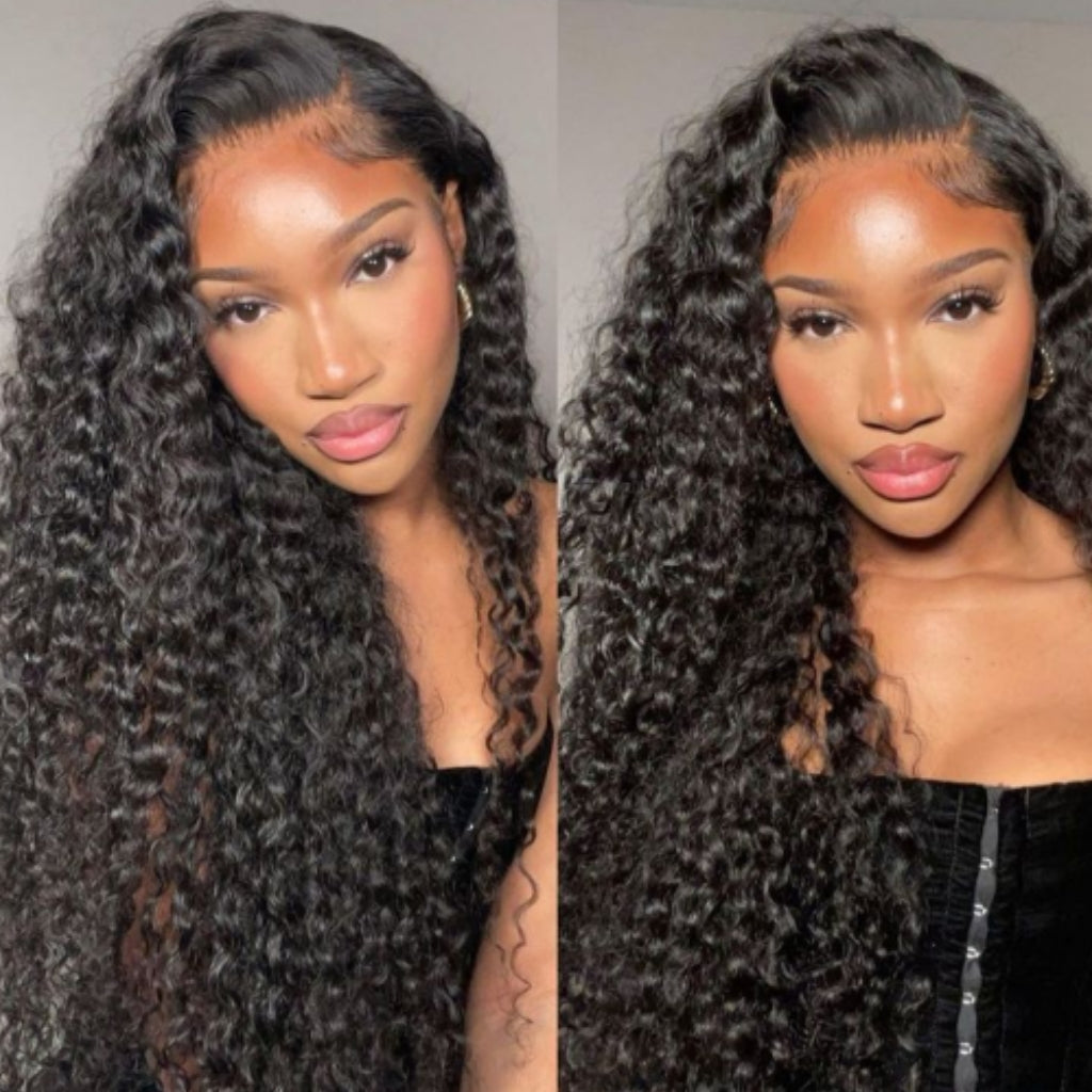 Fleeky Hair 10A Brazilian Deep Wave 4x4 5x5 6x6 Lace Closure Wig Transparent Lace Wigs