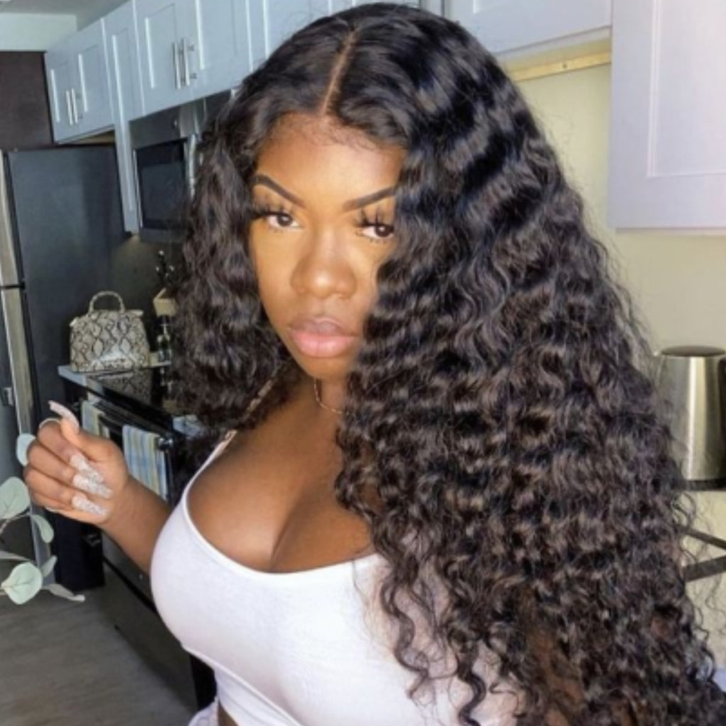 Fleeky Hair Deep Wave 13x4 Lace Front Wig Transparent Lace Wig