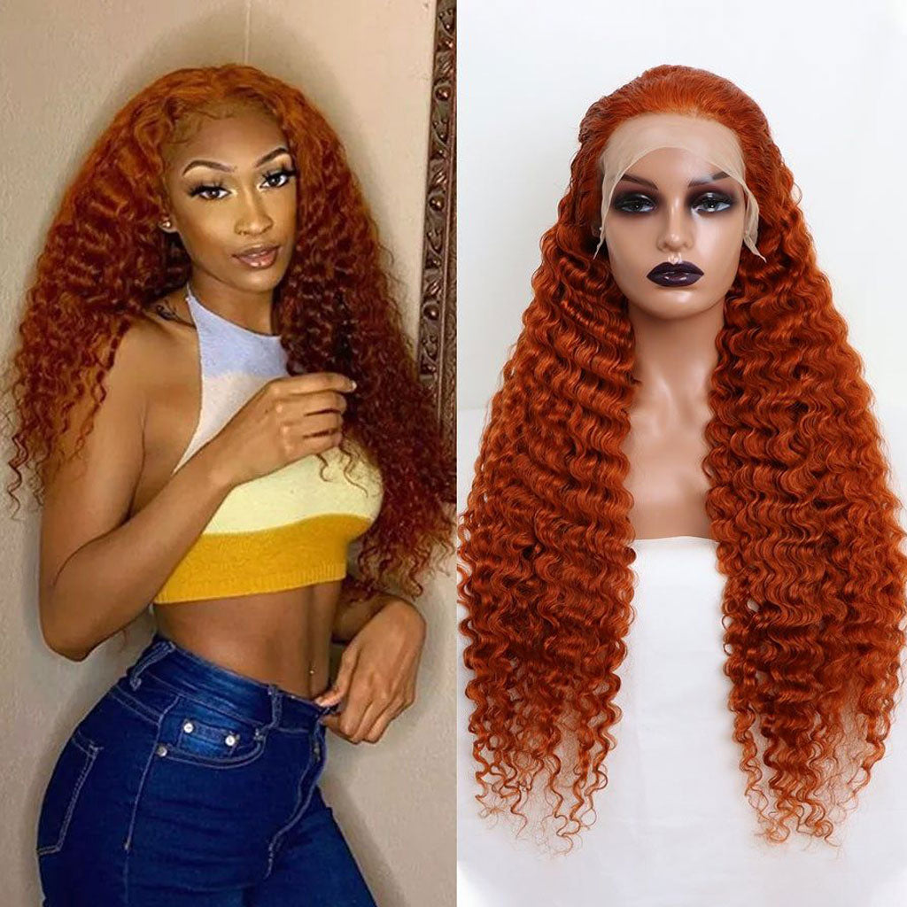 Ginger-organge-colored-human-hair-wigs-deep-wave-wig-preplucked-lace-front-wig-transparent-lace-closure-wig-Ginger-Orange-Lace-Front-Wigs-Human-Hair-13x4-Transparent-Hd Lace-Frontal-Wig-Deep-Wave-Curly-Wig-Burnt-Orange-Wet-And-Wavy-Wigs-Lace-Front-Wigs-#350-Colored-Closure-Wigs