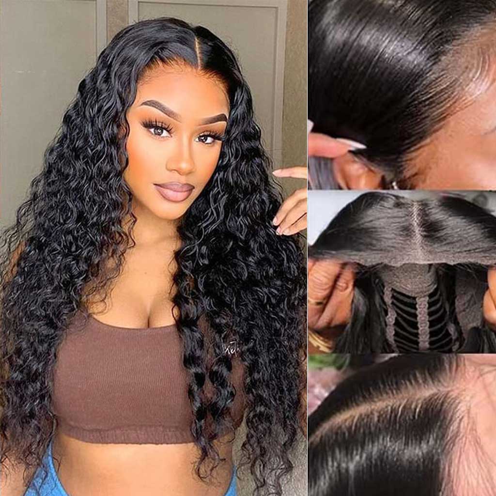 10A Brazilian Easy Go Glueless Wig Water Wave 13x4 Lace Frontal Wig 4x4 5x5 Lace Closure Wig Wear Go Wigs