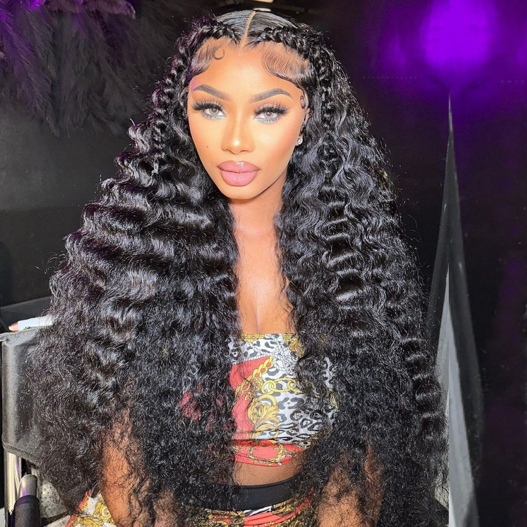 HD Lace Front Wigs Human Hair, Water Wave Lace Front Wig 13x4 Transparent  Lace Frontal Human Hair Wigs Pre Plucked With Baby Hair Virgin Curly Human