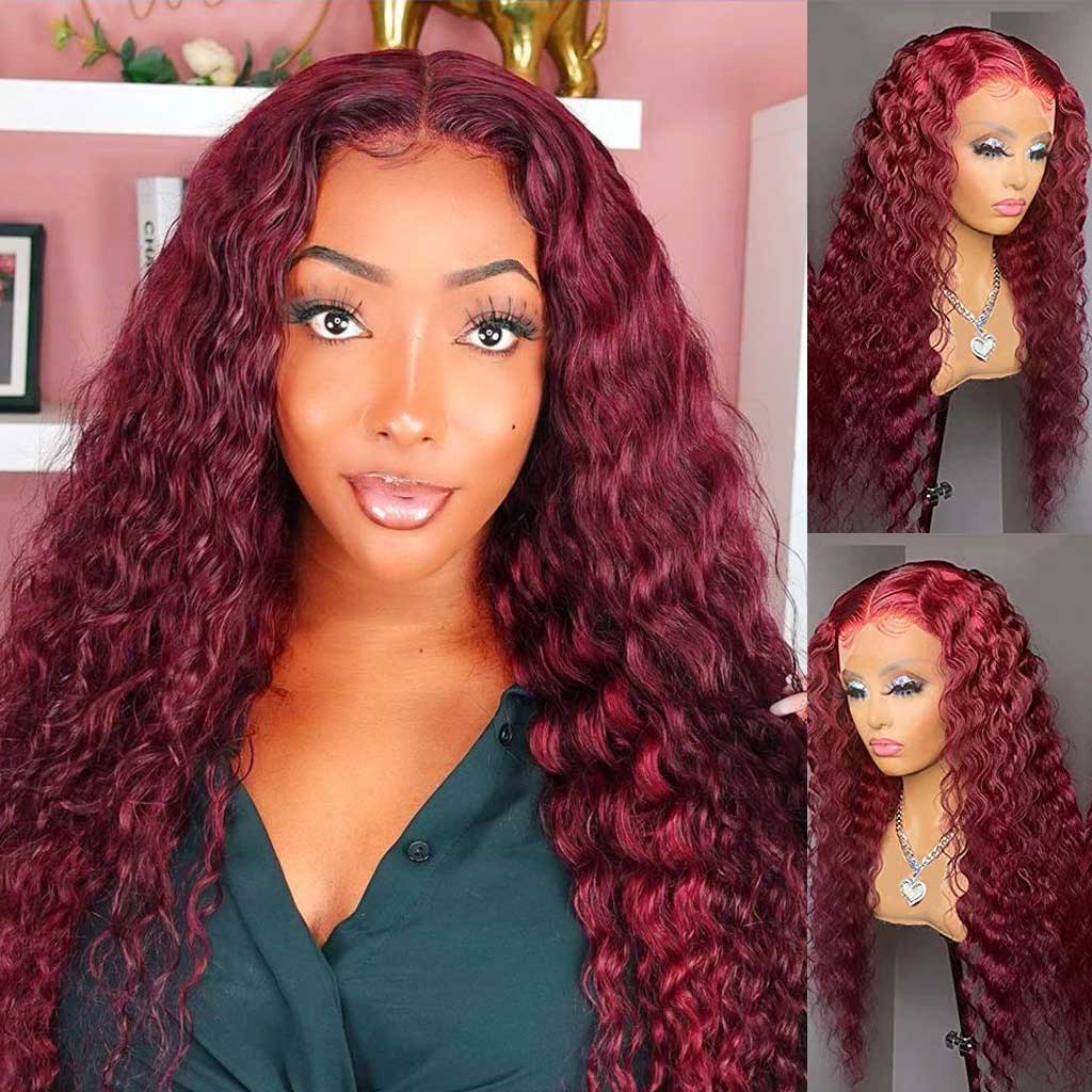 burgundy-wig-deep-wave-lace-front-wig-lace-closure-wig-curly-99J-wigs