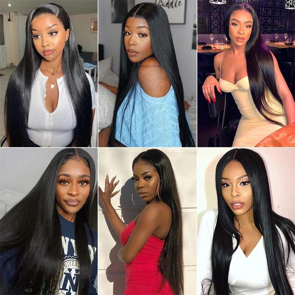 Fleeky Hair 10A Brazilian Straight 4x4 5x5 6x6 Lace Closure Wig Transparent Lace Wig