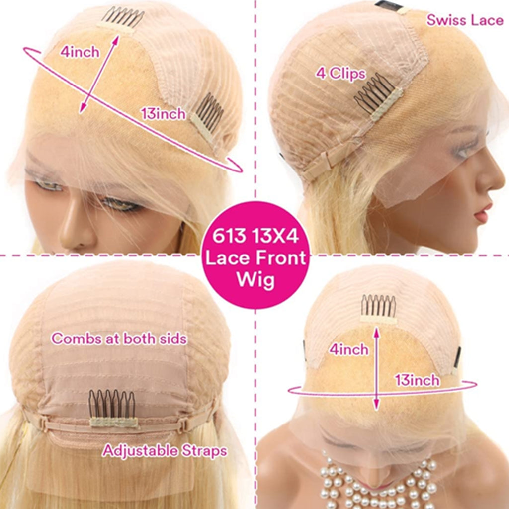 10A Brazilian 613 Blonde Straight Hair Lace Front Wig Fleeky Hair