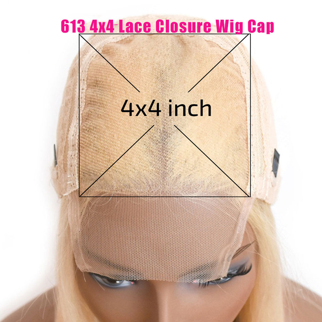 613 Blonde Bob Wig Straight Hair 4x4 Transparent Lace Closure Bob