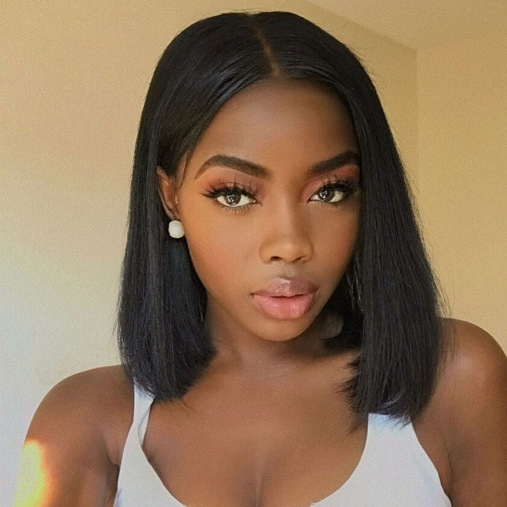 10A Middle Part Bob Wig Brazilian Straight Virgin Hair Lace Front