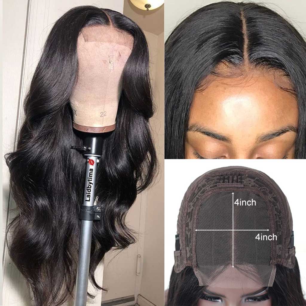 Fleeky Hair 10A Brazilian Body Wave 4x4 5x5 6x6 Lace Closure Wig Transparent Lace Wig