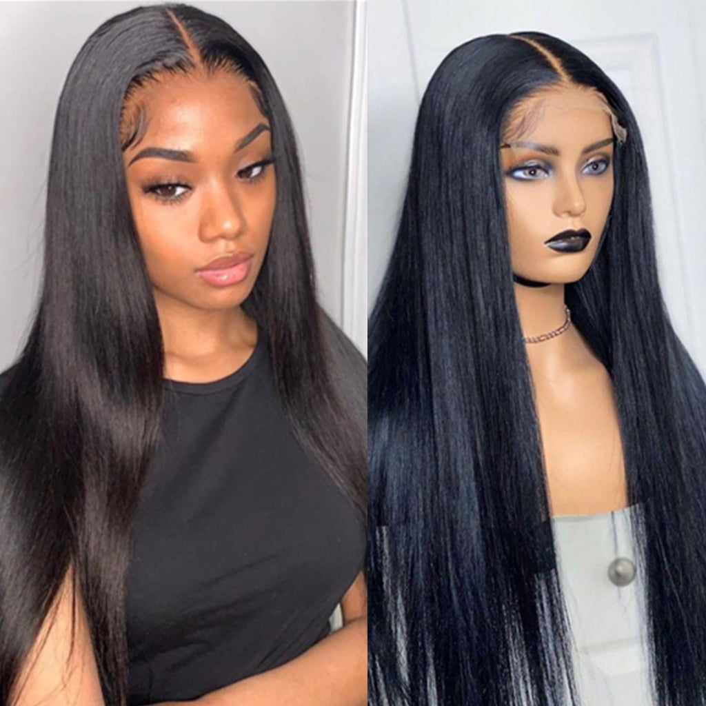 Fleeky Hair 10A Brazilian Straight 4x4 5x5 6x6 Lace Closure Wig Transparent Lace Wig