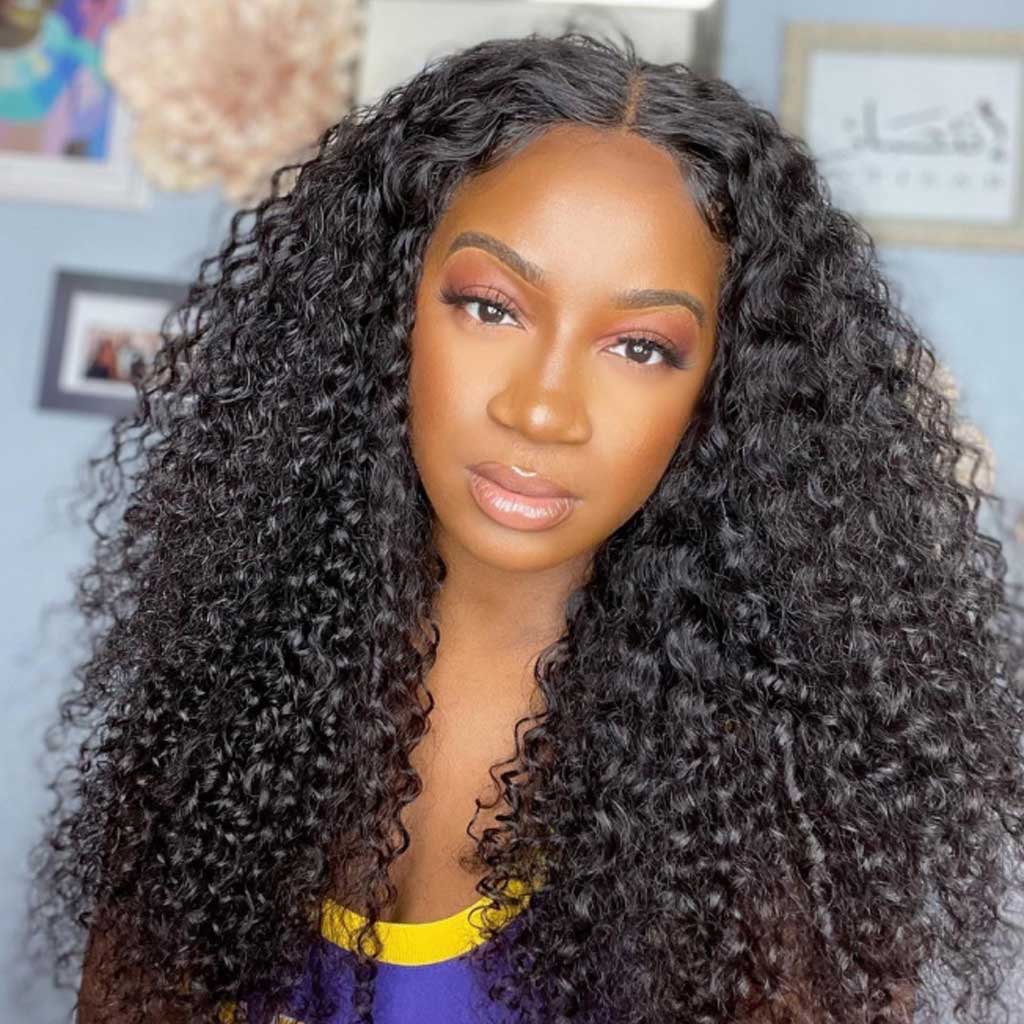 Fleeky Hair 10A Brazilian Kinky Curly 4x4 5x5 6x6 Lace Closure Wig